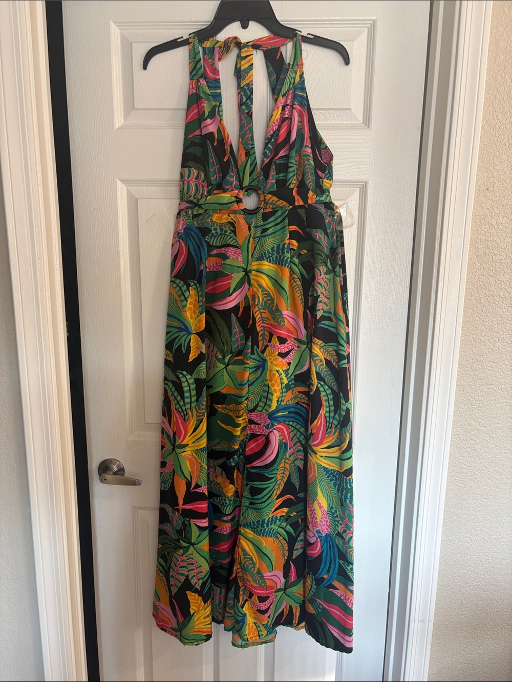 Tropical Print Halter One-Piece Dress - Multicolor